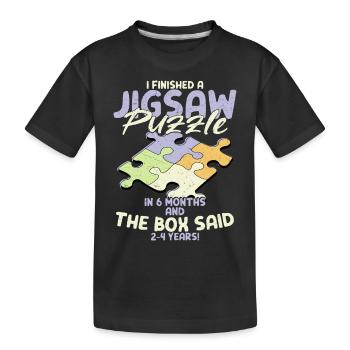 I Finished A Jigsaw Puzzle Piece Solving - Kinder Premium Bio T-Shirt - Schwarz - Vorne