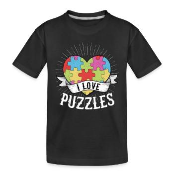 I Love Puzzles Jigsaw Puzzle Piece - Kinder Premium Bio T-Shirt - Schwarz - Vorne