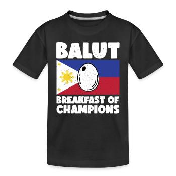 Balut-ei, Philippinische Delikatesse, Entenei, - Kinder Premium Bio T-Shirt - Schwarz - Vorne