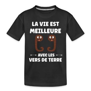 Humour ver de terre - T-shirt bio Premium Enfant - noir - Devant