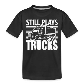 Truck Driver Truck Driver Plays With Trucks - Kids' Premium Organic T-Shirt - black - Front