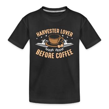 Harvester Lover Before Coffee Farmer Coffee Lover - Kinder Premium Bio T-Shirt - Schwarz - Vorne