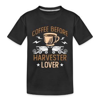 Harvester Lover Coffee Before Farming Coffee Lover - Kinder Premium Bio T-Shirt - Schwarz - Vorne