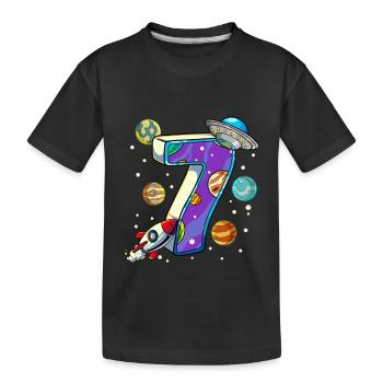 7 Anniversaire Astronaute de l’espace 7 ans - T-shirt bio Premium Enfant - noir - Devant