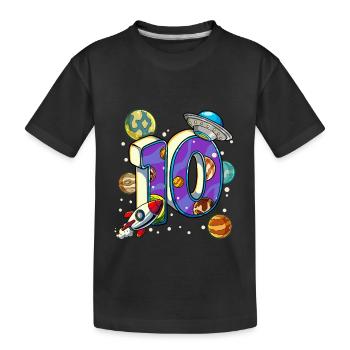 10 Anniversaire Astronaute de l’espace 10 ans - T-shirt bio Premium Enfant - noir - Devant