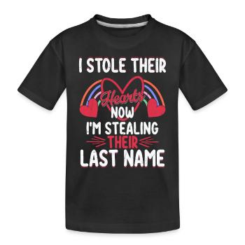 I Stole Their Hearts Adopt Child Adoption DayFami - Kids' Premium Organic T-Shirt - black - Front