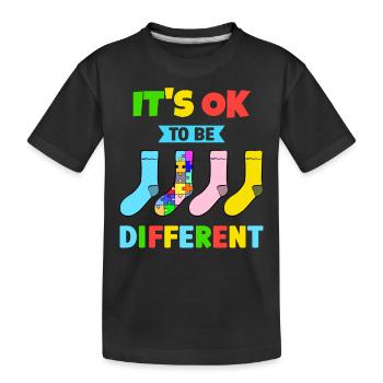 C’est bien d’être différent avec des chaussettes colorées - T-shirt bio Premium Enfant - noir - Devant