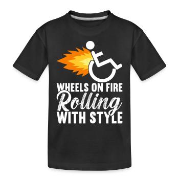Personnes en fauteuil roulant Fauteuil roulant - T-shirt bio Premium Enfant - noir - Devant