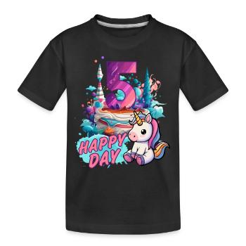 5. Geburtstag Mädchen Einhorn it Torte - Happy Day - Kinder Premium Bio T-Shirt - Schwarz - Vorne