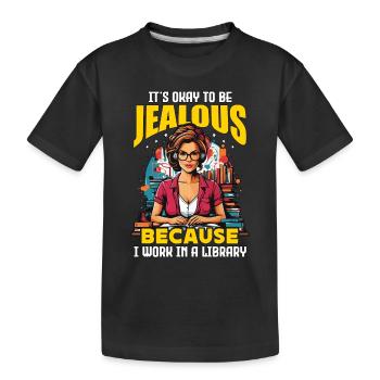 Bibliothécaire C’est normal d’être jaloux Bibliothécaire d’école - T-shirt bio Premium Enfant - noir - Devant