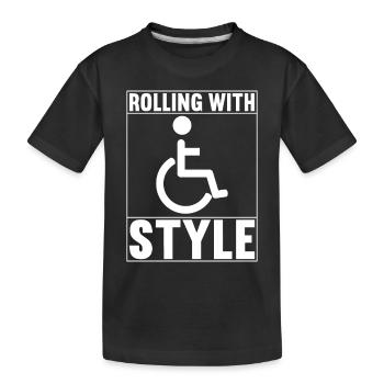 Personnes en fauteuil roulant Fauteuil roulant - T-shirt bio Premium Enfant - noir - Devant