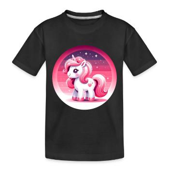 Einhorn in rosa Comicstyle - Kinder Premium Bio T-Shirt - Schwarz - Vorne