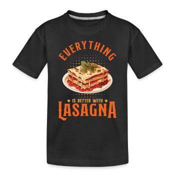 Mit Lasagne ist alles besser - Kinder Premium Bio T-Shirt - Schwarz - Vorne