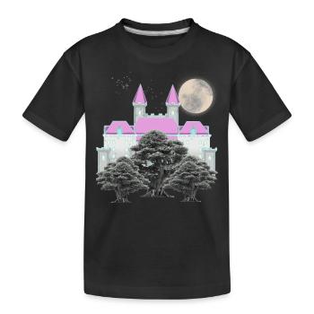 Retro Vintage Fairy Tale Castle Moon Forest Castle - Kids' Premium Organic T-Shirt - black - Front