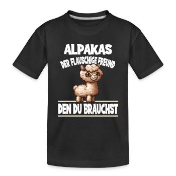 Alpaka Der Flauschige Freund Den Du Brauchst - Kinder Premium Bio T-Shirt - Schwarz - Vorne