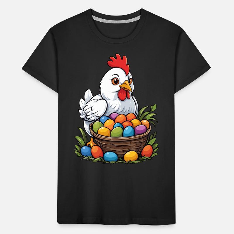 Easter Chicken Colorful Cute Funny Easter Eggs Nest Kids' Premium Organic T-Shirt