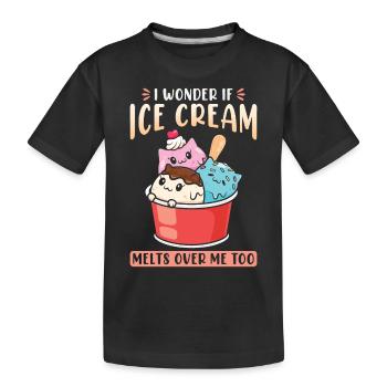 Je me demande si la crème glacée fond sur moi trop kawaii - T-shirt bio Premium Enfant - noir - Devant