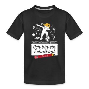 Je suis un écolier David - T-shirt bio Premium Enfant - noir - Devant