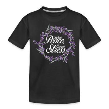 Aromatherapie Lavendel Atmen Frieden Ausatmen Stress - Kinder Premium Bio T-Shirt - Schwarz - Vorne