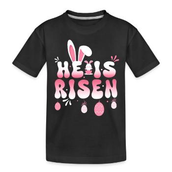 Er ist auferstanden Osterfeier Thema Haseneier - Kinder Premium Bio T-Shirt - Schwarz - Vorne