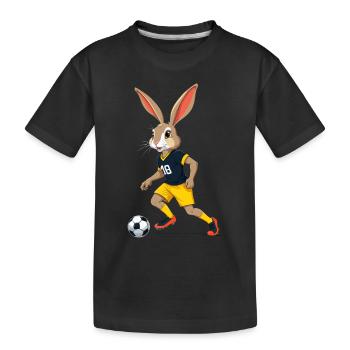 Easter Bunny Soccer Player and Easter Soccer Design - Kids' Premium Organic T-Shirt - black - Front
