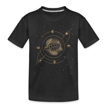 Celestial tortoise in cosmos - Kids' Premium Organic T-Shirt - black - Front