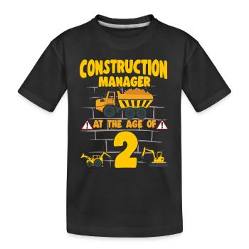 Construction Party 2nd Birthday 2 Years Old truck - Kinder Premium Bio T-Shirt - Schwarz - Vorne