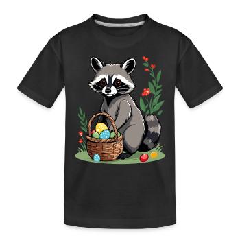 Funny Raccoon Costume Cute Easter Eggs - Kids' Premium Organic T-Shirt - black - Front