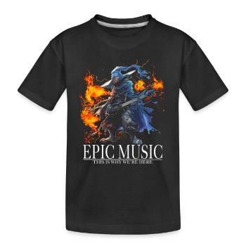 Epic Music Black Mage with E-Guitar and Fire - Kids' Premium Organic T-Shirt - black - Front