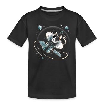 Chat, Astronaute, Astronomie, Système Solaire Externe - T-shirt bio Premium Enfant - noir - Devant