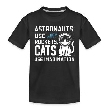Chat, Astronaute, Astronomie, Système Solaire Externe - T-shirt bio Premium Enfant - noir - Devant