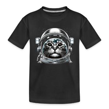 Chat, Astronaute, Astronomie, Système Solaire Externe - T-shirt bio Premium Enfant - noir - Devant