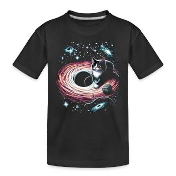Chat, Astronaute, Astronomie, Système Solaire Externe - T-shirt bio Premium Enfant - noir - Devant