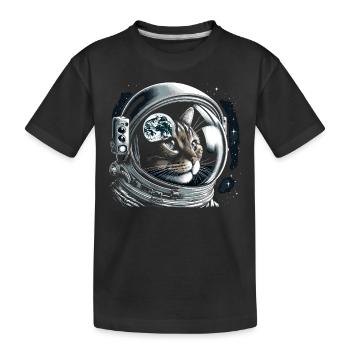 Chat, Astronaute, Astronomie, Système Solaire Externe - T-shirt bio Premium Enfant - noir - Devant