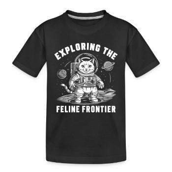 Chat, Astronaute, Astronomie, Système Solaire Externe - T-shirt bio Premium Enfant - noir - Devant