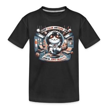 Chat, Astronaute, Astronomie, Système Solaire Externe - T-shirt bio Premium Enfant - noir - Devant