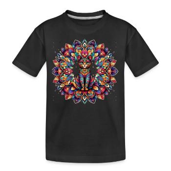 Barocke Kunst Vintage Kätzchen Lover Mandala - Kinder Premium Bio T-Shirt - Schwarz - Vorne