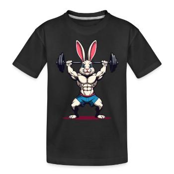Easter Bunny Body Building Animal Funny Workout - Kids' Premium Organic T-Shirt - black - Front