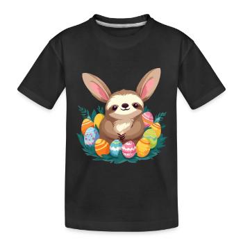 Drôle de paresseux lapin de Pâques emblématique Pâques - T-shirt bio Premium Enfant - noir - Devant