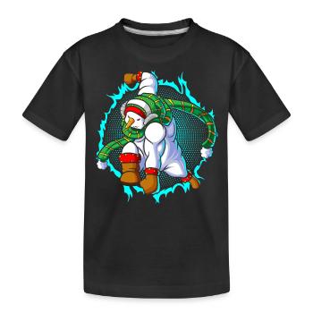Der Schneemann ist bereit für den Angriff - Kinder Premium Bio T-Shirt - Schwarz - Vorne
