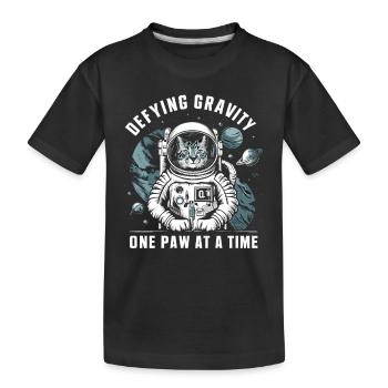 Chat, Astronaute, Astronomie, Système Solaire Externe - T-shirt bio Premium Enfant - noir - Devant