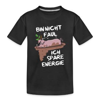 Je ne suis pas paresseux, j’économise de l’énergie, cochon ventru - T-shirt bio Premium Enfant - noir - Devant