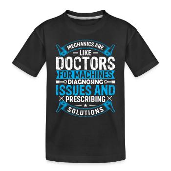 Les mécaniciens sont comme les médecins pour les machines, le diagnostic - T-shirt bio Premium Enfant - noir - Devant