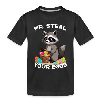 Lustiges Waschbären Eier Dieb Ostern Spruch - Kinder Premium Bio T-Shirt - Schwarz - Vorne