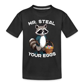 Lustiger Eier Dieb Waschbär Osterhasen Design - Kinder Premium Bio T-Shirt - Schwarz - Vorne