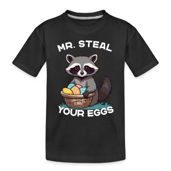 Lustiges Waschbären Eier Dieb Ostern Spruch - Kinder Premium Bio T-Shirt - Schwarz - Vorne