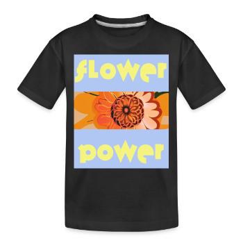 Blauer Himmel: Flower Power mit Orangenblüten - Kinder Premium Bio T-Shirt - Schwarz - Vorne