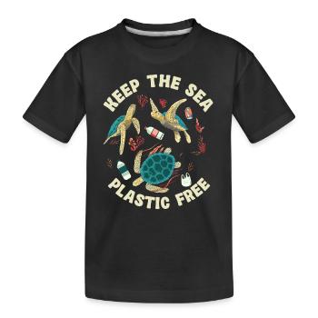 Keep The Sea Plastic Free Schildkröte Motiv - Kinder Premium Bio T-Shirt - Schwarz - Vorne