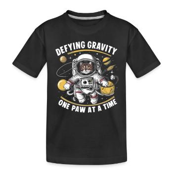Chat, Astronaute, Astronomie, Système Solaire Externe - T-shirt bio Premium Enfant - noir - Devant