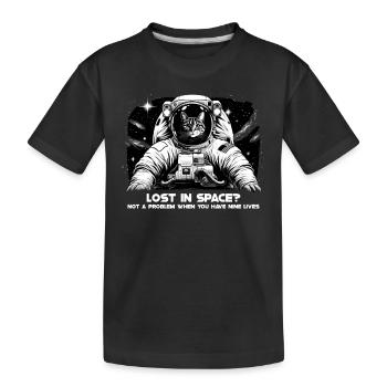 Chat, Astronaute, Astronomie, Système Solaire Externe - T-shirt bio Premium Enfant - noir - Devant